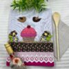 Pano de Prato Cupcake com Passarinhos - 50x70 cm com Renda Inglesa