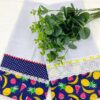 Kit 2 Panos de Prato Frutas – 50x70 cm com Renda Inglesa e Barra Decorativa
